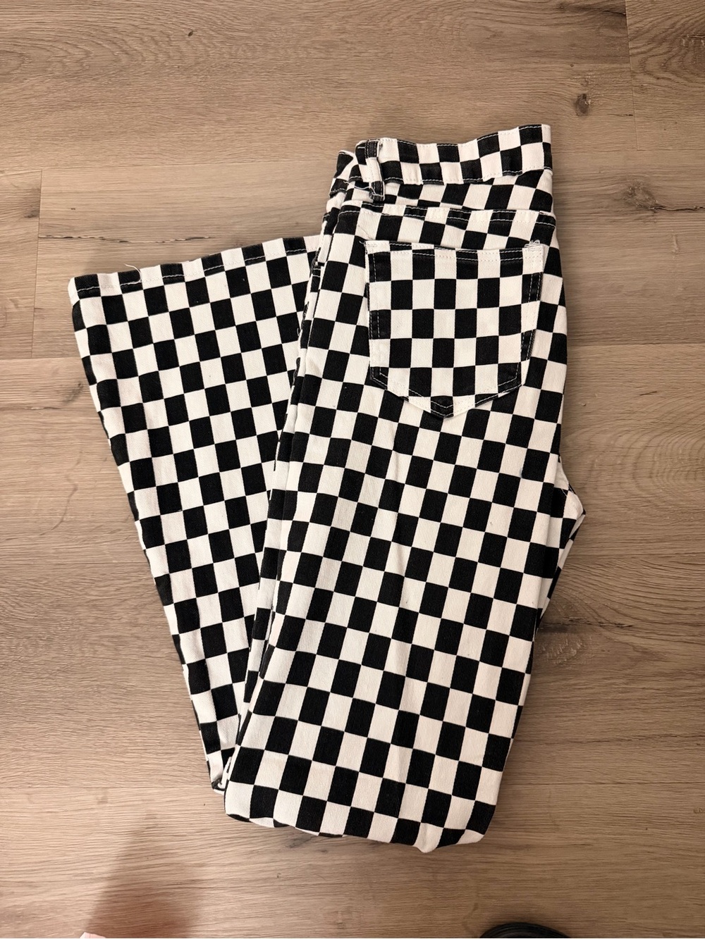 Amazon Black & White Checkerboard Straight Leg Jeans - Picture 2 of 2